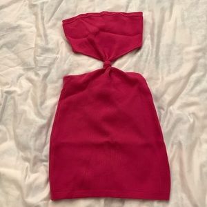 Pink beachy night out strapless tube top dress